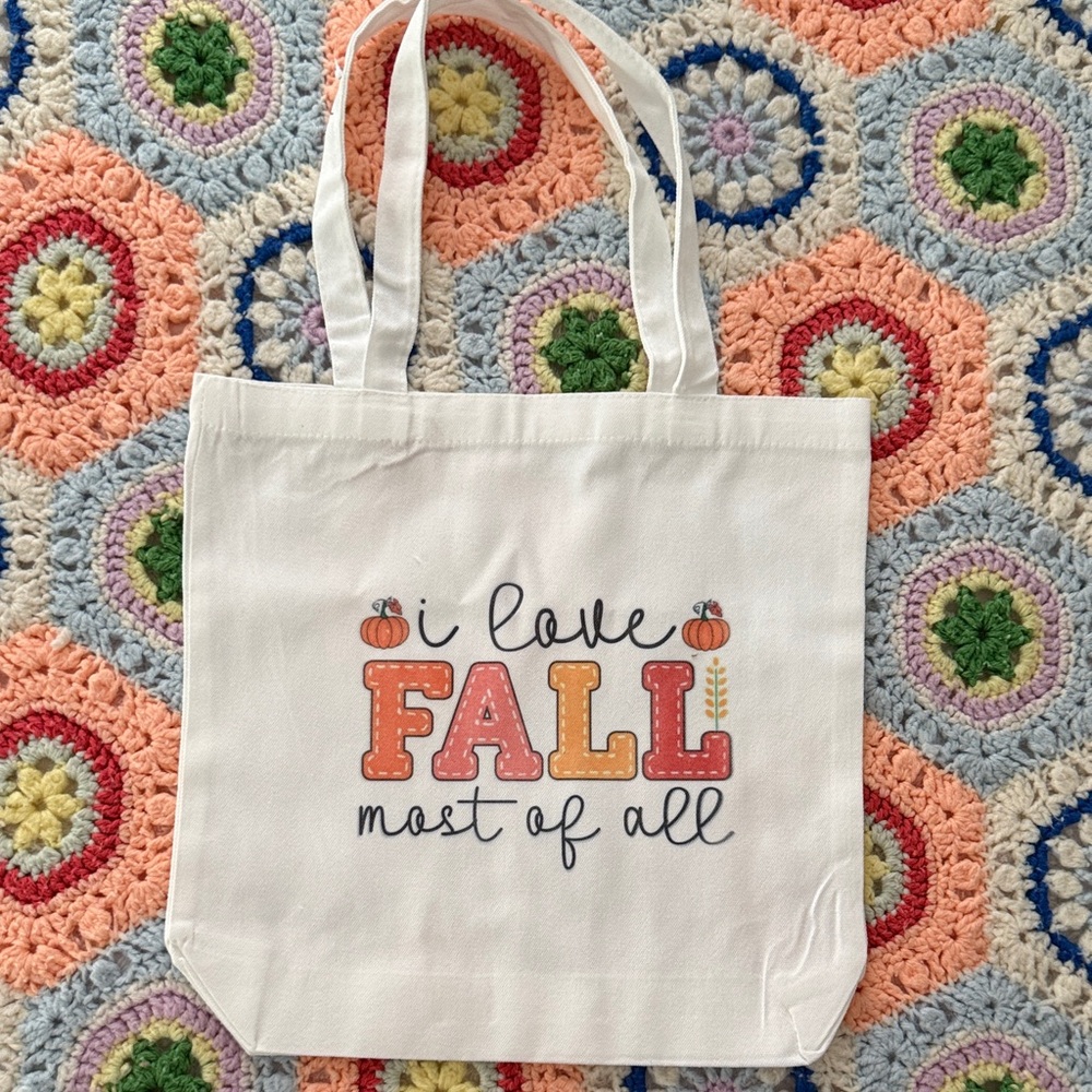 White Fall-Themed Tote Bag